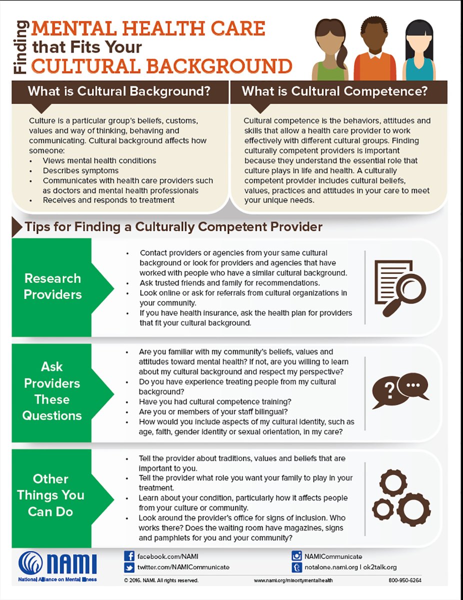 RT  <a href="/NYSomh/">NYS Office of Mental Health</a> Looking for a culturally competent #mentalhealth provider? <a href="/NAMICommunicate/">NAMI</a> offers some great tips