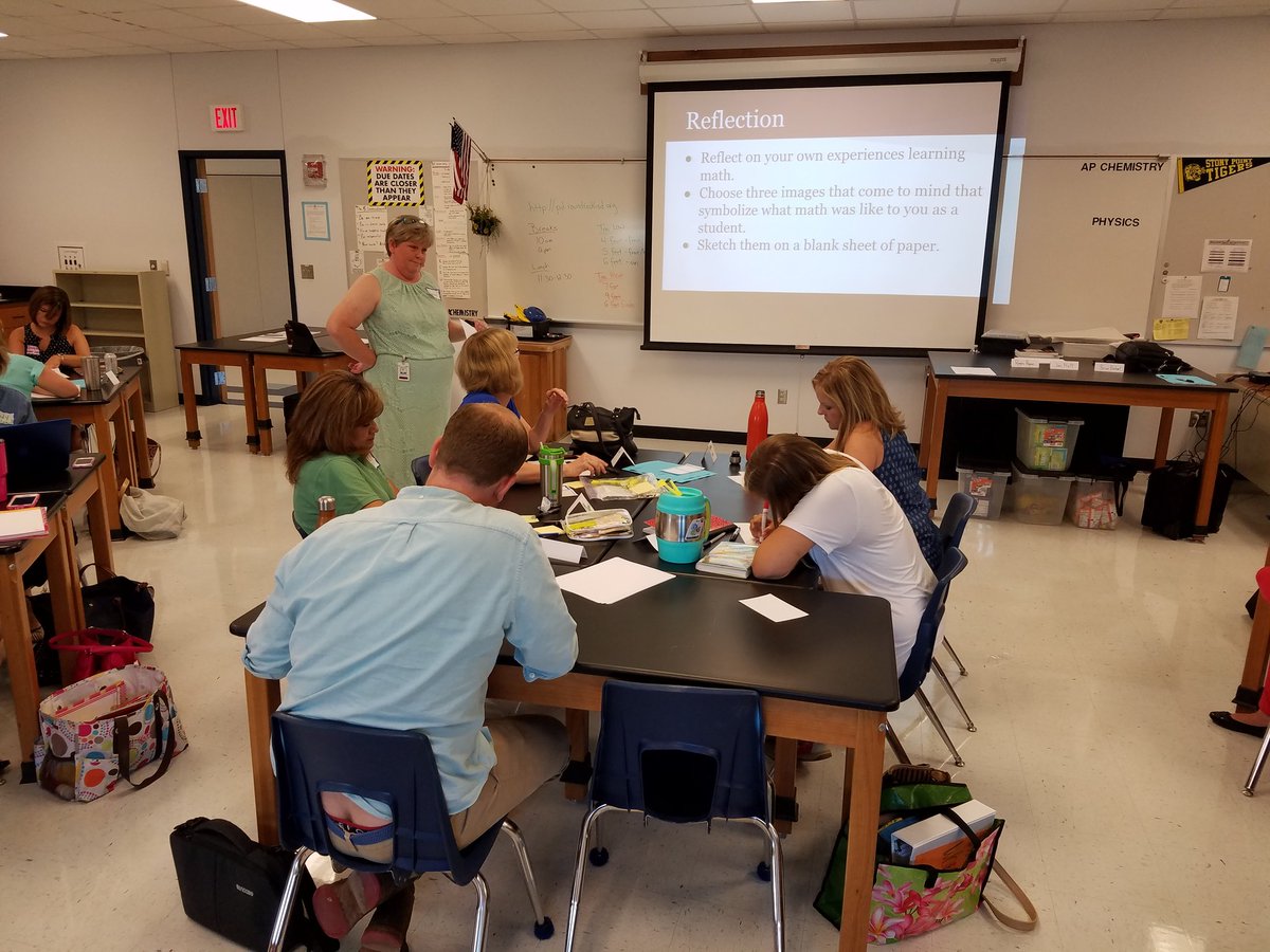 EMathRRISD's tweet photo. Reflecting on our experiences learning math before watching @TracyZager's #ShadowCon15 talk. #rrisdpd #rrmathrocks https://t.co/WUqvDISAUT