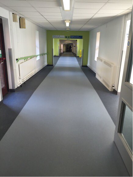 Here is Polysafe Verona PUR looking the part down an infinity corridor at Wrexham Maelor Hospital #polysafe #verona