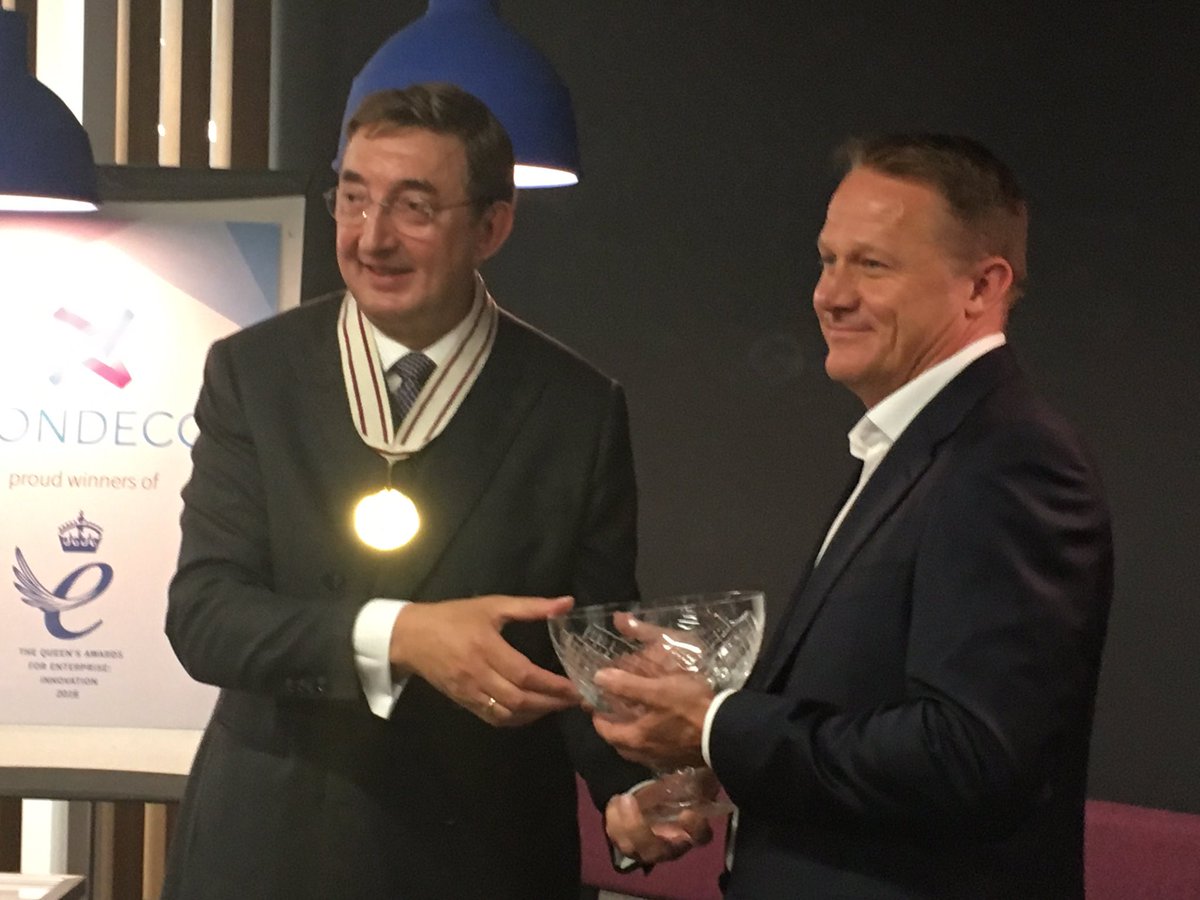 debs_ward's tweet photo. Paul Statham receiving the crystal ball #queensawards presented by Leslie Morgan OBE https://t.co/JyqFVzgt1p