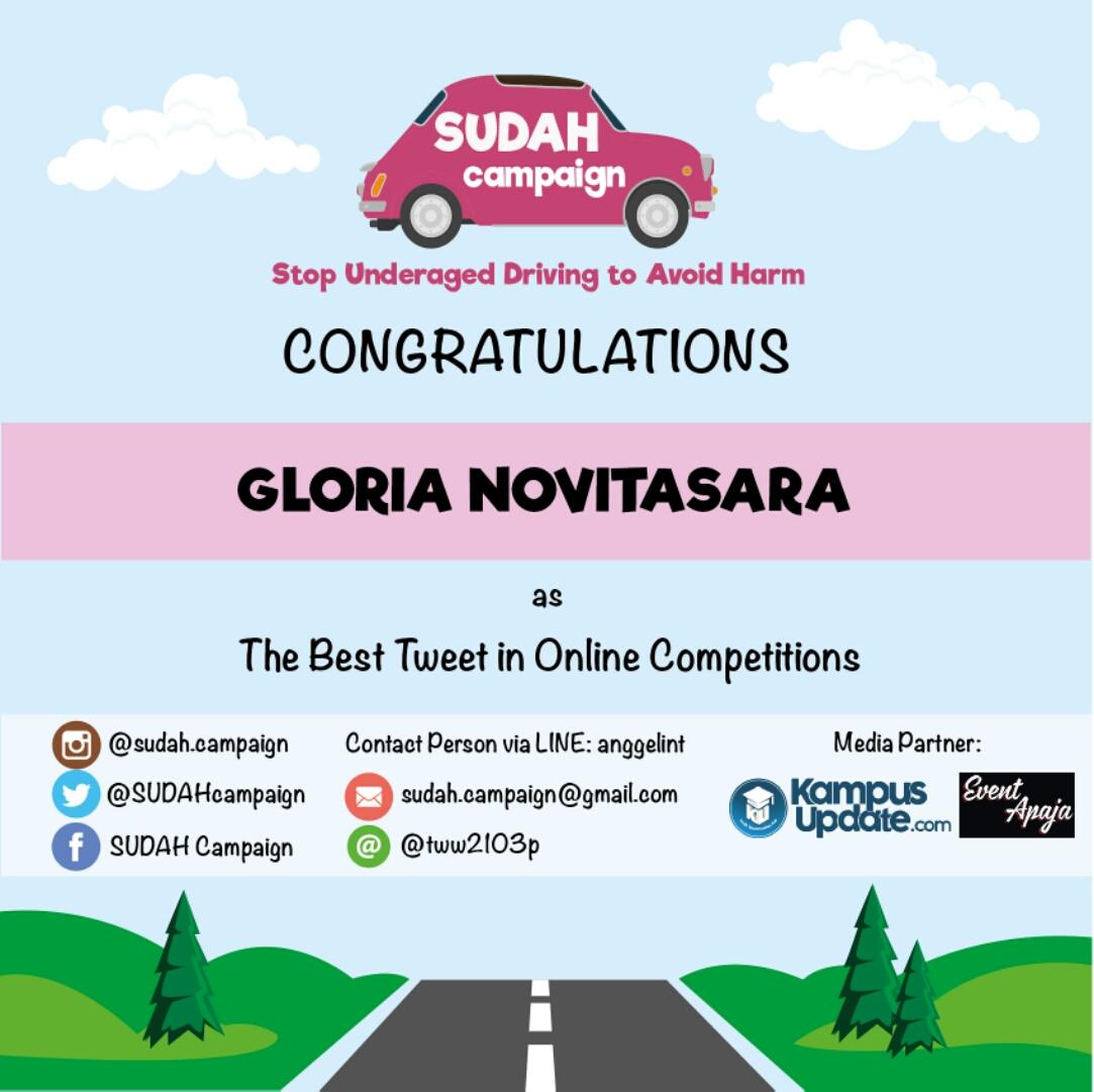 SUDAHcampaign's tweet photo. Congratulations to @glorianovita1 as the best tweet! We will contact to send your prizes, thank you!
#SUDAHcampaign https://t.co/PATIjAzoti