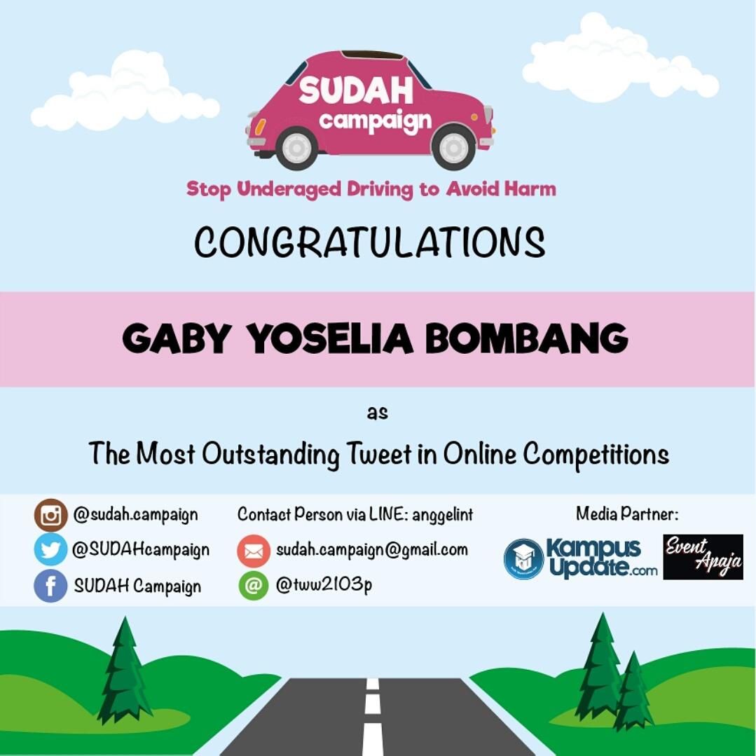 SUDAHcampaign's tweet photo. Congratulations to @gabybombang as the most outstanding tweet! We'll contact you to send your prizes, thank you! https://t.co/NrgysQm99c