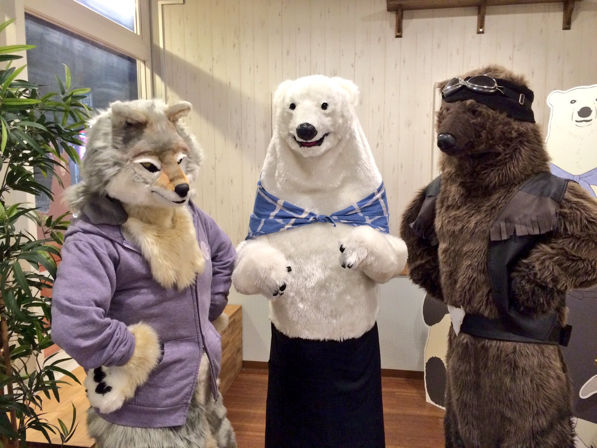 デゴチ 東京行ったので普通にしろくまカフェに行きました グリズリー くんとオオカミくんがいたので 一緒に写真撮ってもらいました どうしてシロクマくんが笑ったような顔しているの それはこの口でビールを飲むためさー 飲み物を飲む機構付き デゴチ 東京行ったので普通にしろくまカフェに行きました グリズリー くんとオオカミくんがいたので 一緒に写真撮ってもらいました どうしてシロクマくんが笑ったような顔しているの それはこの口でビールを飲むためさー 飲み物を飲む機構付き