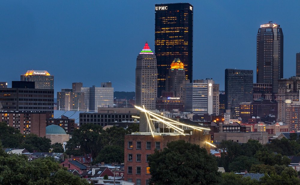 wqed's tweet photo. Something NEW piercing the Pittsburgh skyline-> https://t.co/DMvNLX4oHt thanks to the @MattressFactory! https://t.co/jGjjbYbz3u