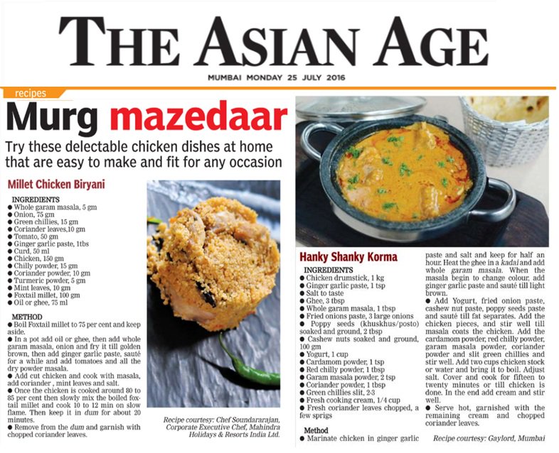 gaylordmumbai's tweet photo. .@gaylordmumbai in today's @TheAsianAgeNews! #GaylordOnTheGo #GaylordNewMenu #RecipeColumn #FoodIsHappiness https://t.co/CFL7joK85O