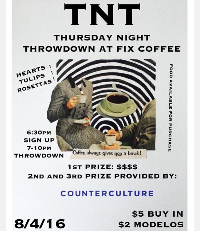 Come to compete or come to cheer on your favorite barista! August 4th. Flyer design by Halle