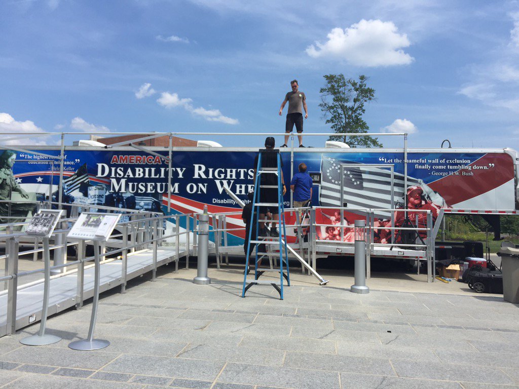 RightsOnWheels's tweet photo. Setting up for 2 days celebrating @ada26 @CapitalOne #capitalone in Richmond, VA. #DRMW @USBLN @RightsOnWheels https://t.co/6a6zdC6wFq