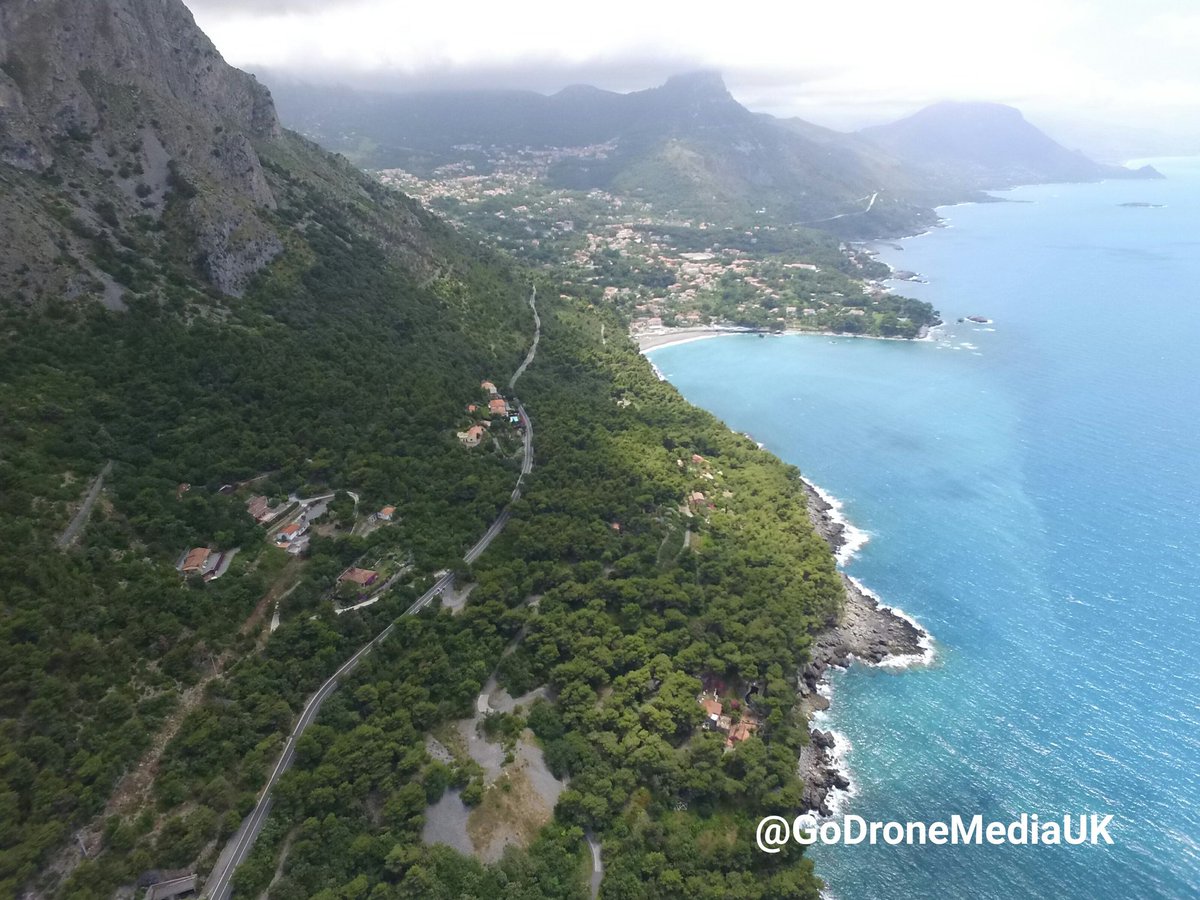 1450ft overlooking Italy 's stunning coastline #italy#coast#dji#phantom3#stunningviews#mountainview