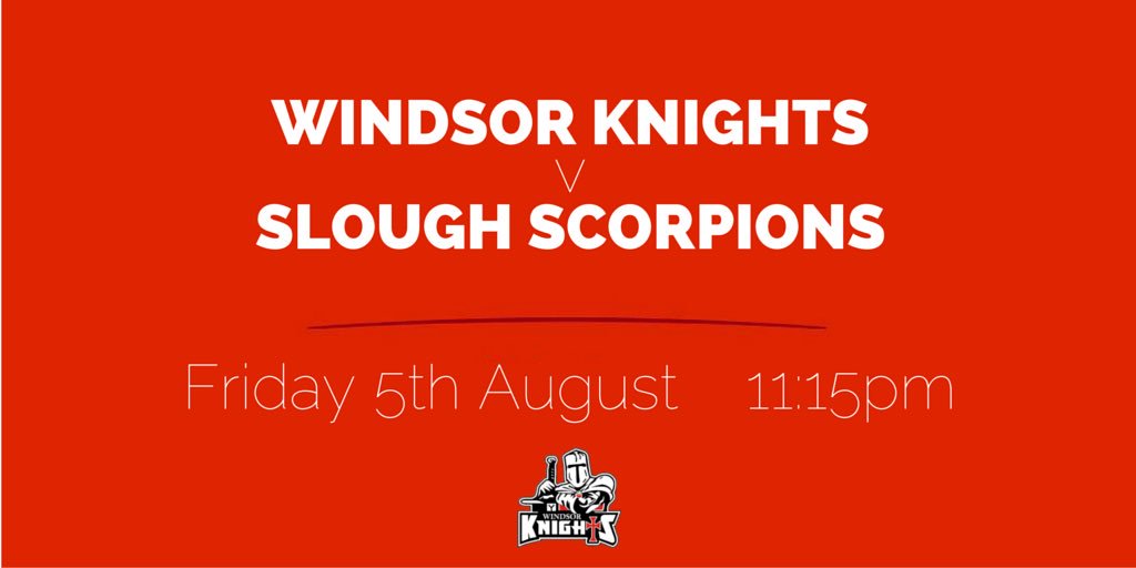 🏒 Knights vs <a href="/SloughScorpions/">SloughScorpions</a> 
🏆 <a href="/dekesportsuk/">Deke Sports</a> Cup
📅 05/08/2016
🕚 23:15
📍 Slough Ice Arena (<a href="/absolutely_ice/">Absolutely Ice</a>)