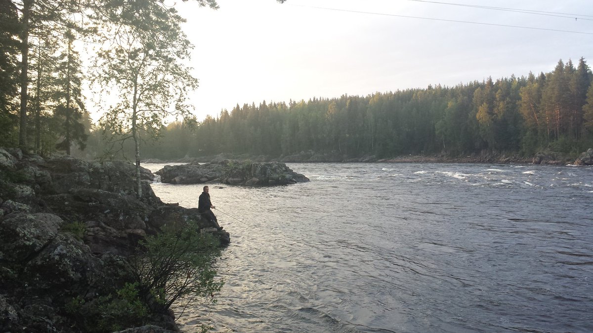 KaiKKoskela's tweet photo. #seikkailusankarit #Jockfall'issa kalastamassa Lohta. Yhteisty kalojen kanssa ei toimi. Siitä miinus. #kalastus https://t.co/HfB3UxfjCe