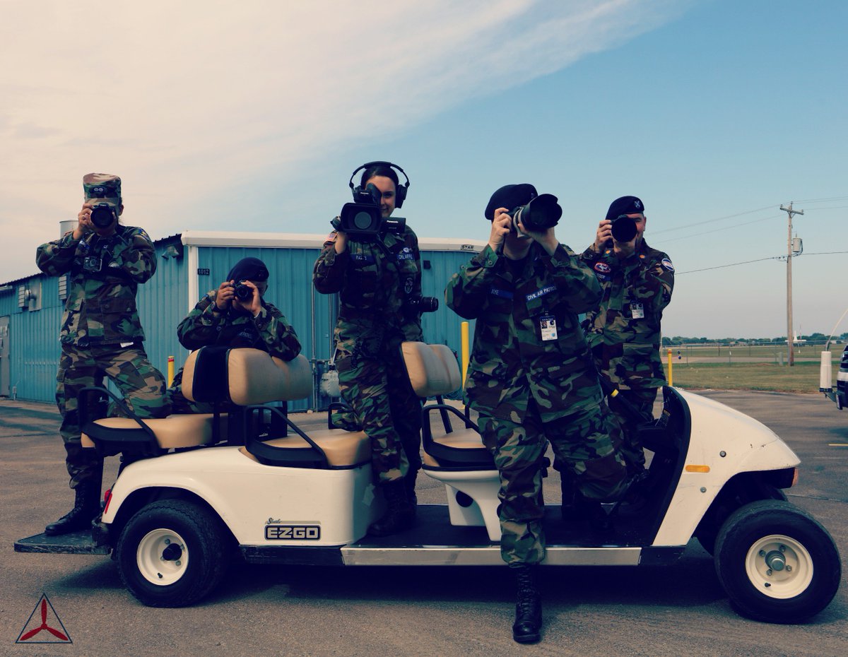 Welcome to Oshkosh! CAP's National Blue Beret PA Team on the job! <a href="/EAA/">EAA</a> #OSH16