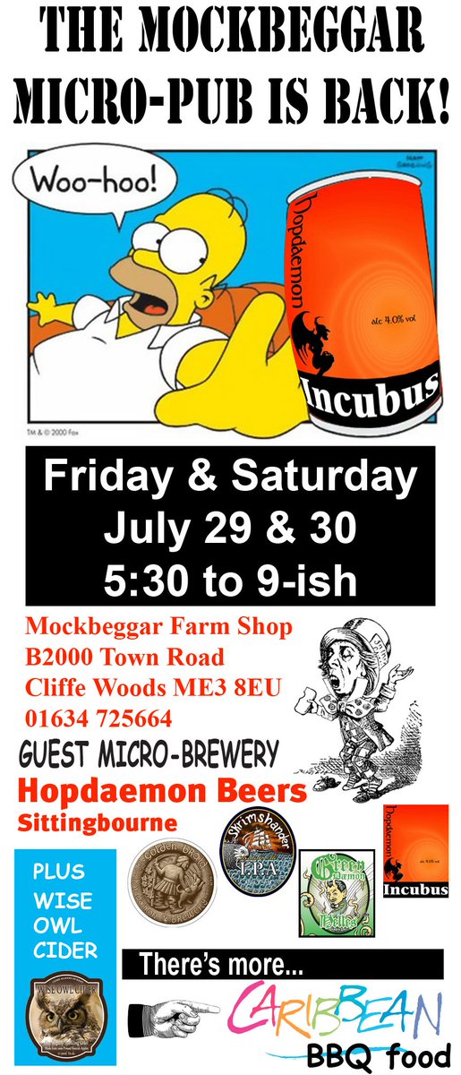 MICROPUB Evening
Fri &amp; Sat July 29-30 at Mockbeggar Farm Shop, with <a href="/hopdaemon/">Hop Daemon</a> beers 
goo.gl/JqaX7b