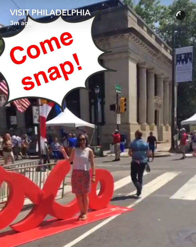 visitphilly's tweet photo. We're on #Snapchat at #PhillyFeast! Stop by 4th &amp; Arch for food, fun, and a photo with our XOXO! 👻: visitphilly https://t.co/aPgOii13zM