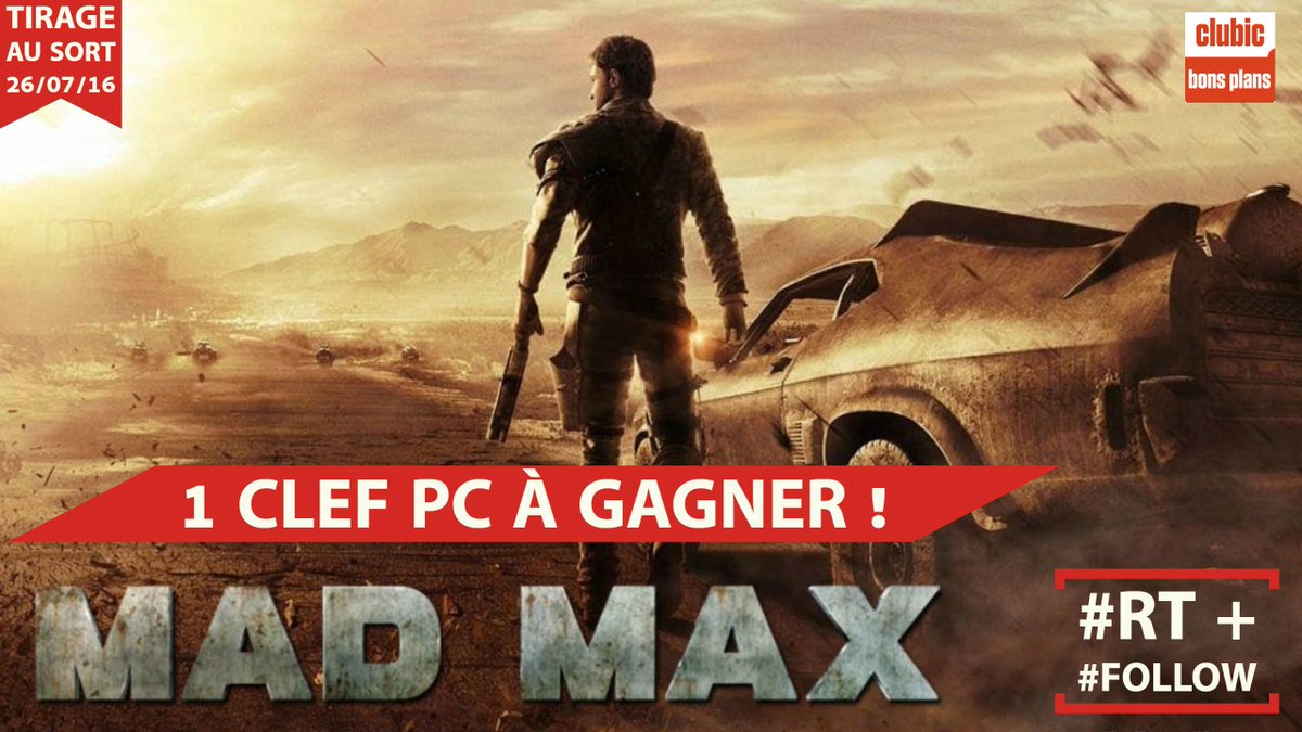 ClubicBonsPlans's tweet photo. #CONCOURS
Fidèle à l'univers de Mad Max tente ta chance de remporter le jeu PC :)
Un #RT + #FOLLOW suffit ! https://t.co/RYCjAGZb8R
