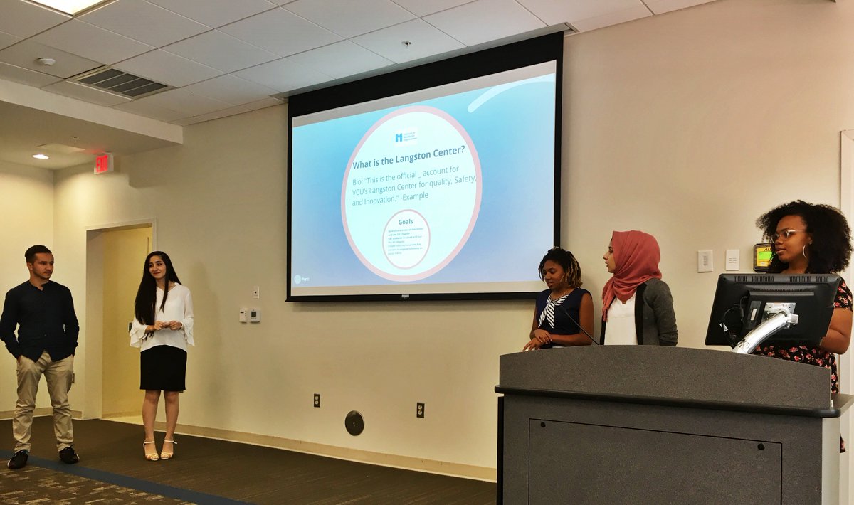 VCUsocialmedia's tweet photo. Group 5 social medanpresentation on @vculcqsi VCU Langston Center! Great Job 😄😄 #vcusocialmedia https://t.co/uDPT0SLJPa