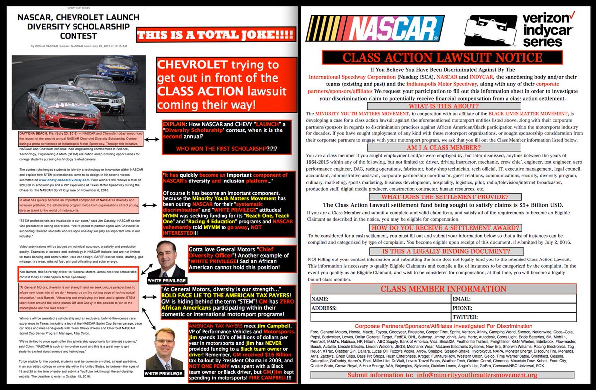 RayCerex16's tweet photo. @GM @CampbellJim will go down in #nascar #indycar #whiteprivilege #systematicdiscrimination #history! @MymmNascar https://t.co/ykfyHOC7b4