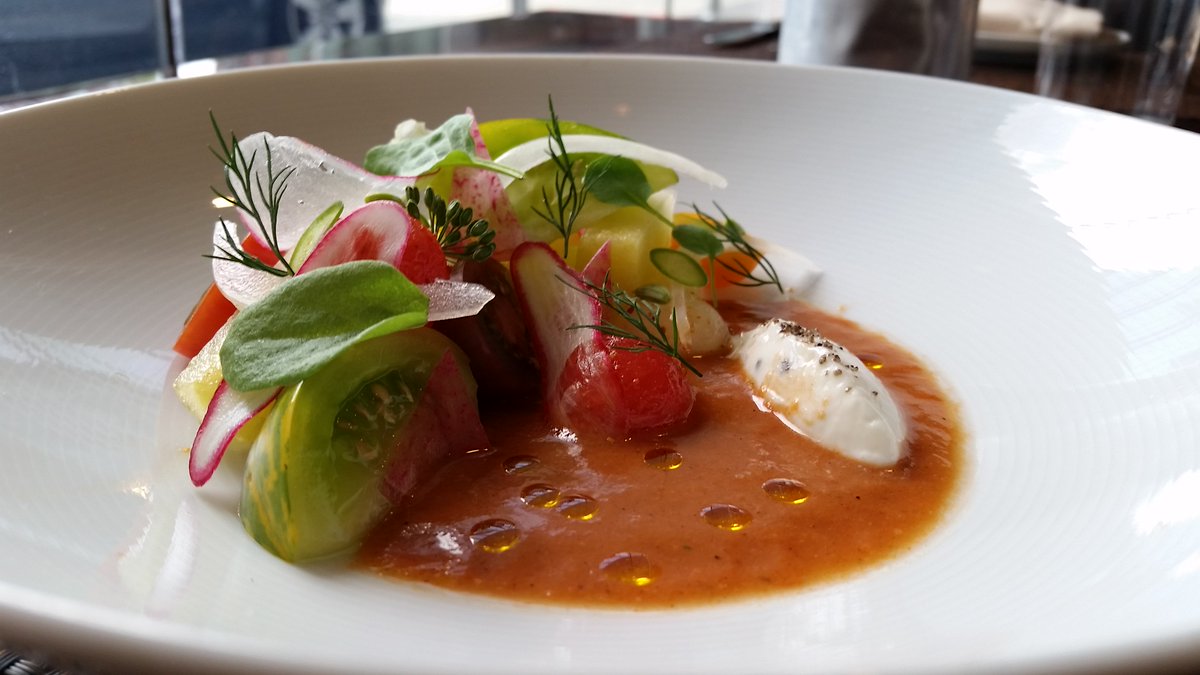 BLTSteakATL's tweet photo. Grilled Melon Gazpacho on @BLTSteakATL's #darw2016 menu!  #devourdowntown https://t.co/wKCKW9XBh1 https://t.co/DBu16ulY0f