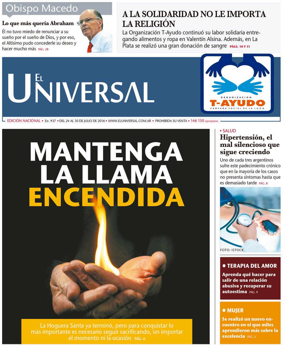 TVUniversalAr's tweet photo. Tapa de la edición del #ElUniversal #Ed937. Consígalo en la #Universal más cercana. https://t.co/4muQ3T6FdA https://t.co/jKOP2AFvX5