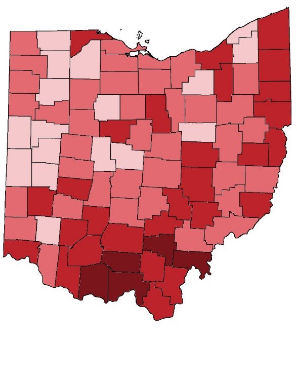CommunitySols's tweet photo. The Counties most affected by Healthy Ohio tend to be rural. https://t.co/9p4OzeEpok https://t.co/3yMDNWnqTv