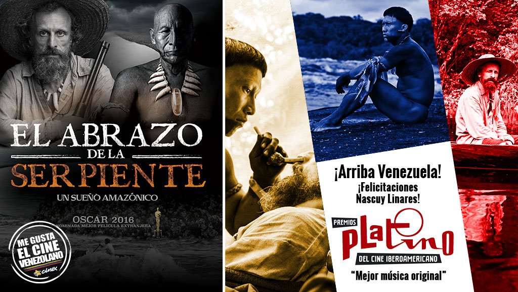 CinexVe's tweet photo. La coproducción venezolana #ElAbrazoDeLaSerpiente triunfo en los #PremiosPlatino 👏 🇻🇪🇦🇷🇨🇴 https://t.co/JyJlwInCco https://t.co/ngGPlaiK36