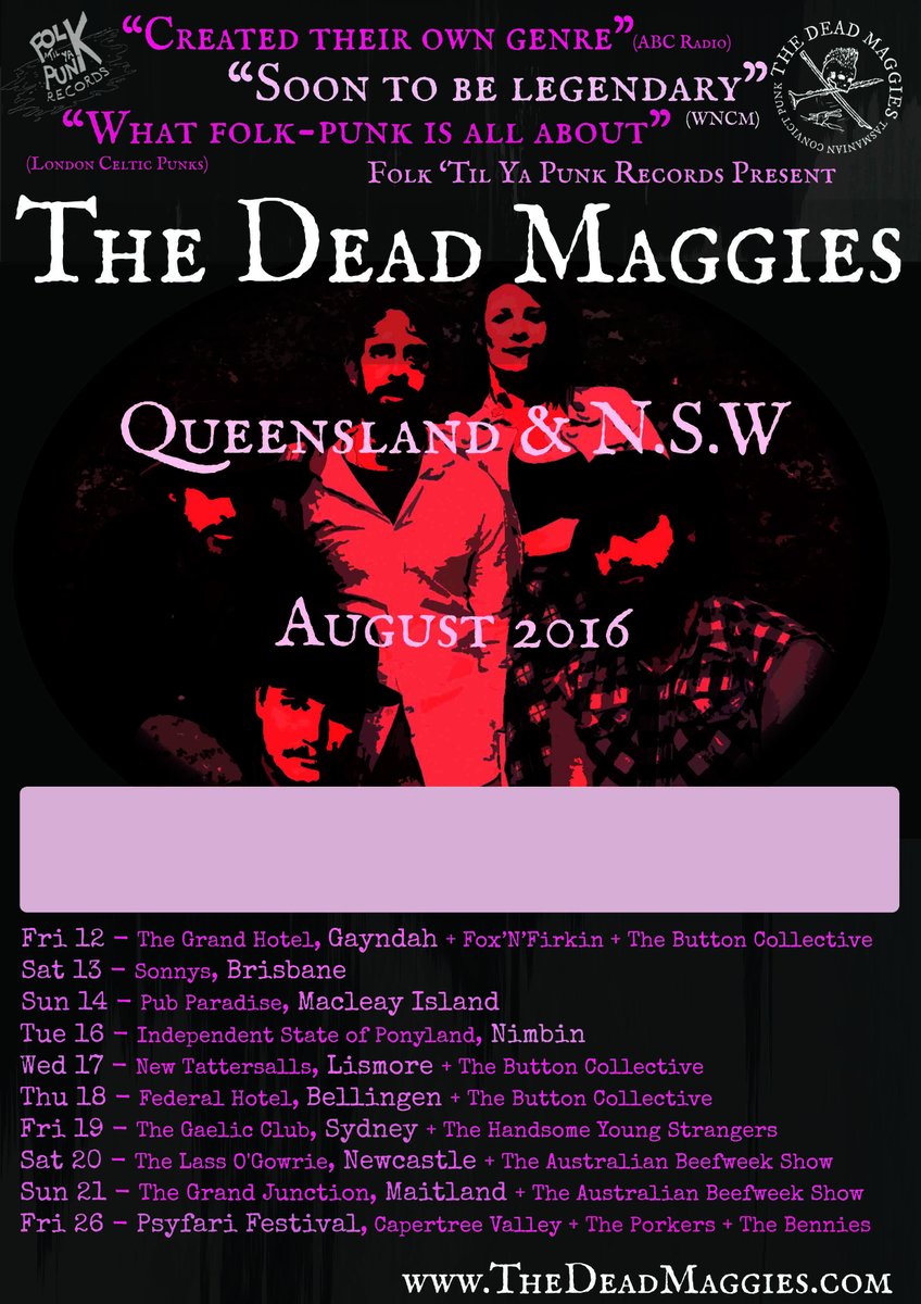 thedeadmaggies's tweet photo. #tour #psyfari #thedeadmaggies #deadmaggies #nsw #qld #tasmania #folkpunk #cowpunk #convict #folk #punk #australia https://t.co/dGW7jN5Xx5