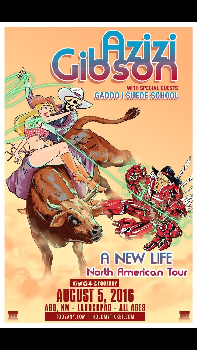 SuedeSchool's tweet photo. Next week at @LaunchpadABQ, @TooZany hosts Azizi Gibson, Gaddo &amp; Suede School! https://t.co/HzxKGouY5S