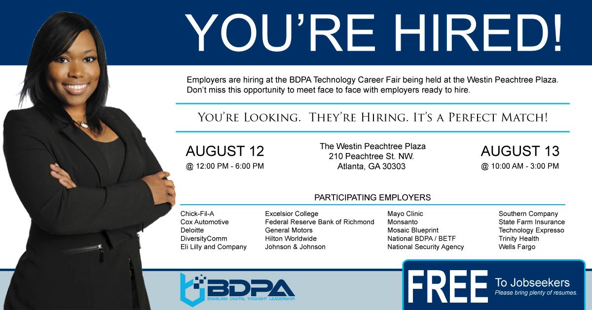 BDPA's tweet photo. #Career #Connections Go online for the list of employers/recruiters that will be attending https://t.co/sV53GwLC9Y https://t.co/wfSa1l4S8J