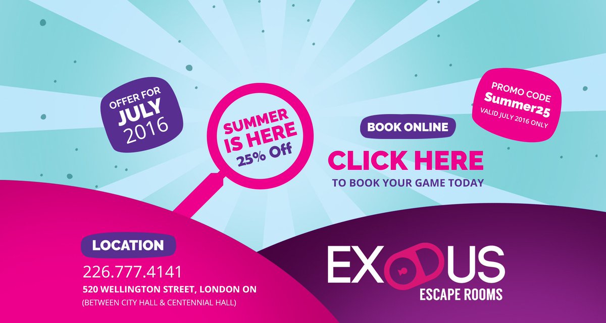 ExodusLondon's tweet photo. HURRY to SAVE! Last week to enjoy 25% off your game! https://t.co/6k7R6gQoYT Bring 3, 4th is FREE! #ldnont #escape https://t.co/YMTPBcu37u