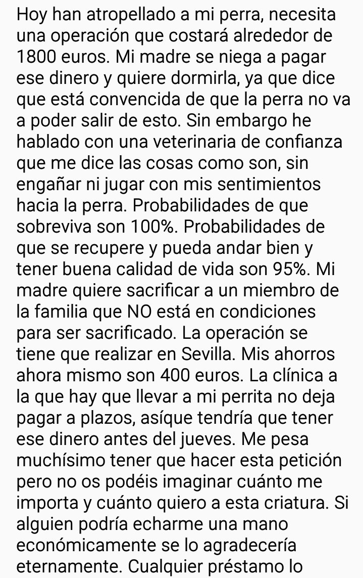 vinnie_the_who_'s tweet photo. Por favor, dadle RT. Es urgente, necesita difusión. Necesito ayuda para salvar a mi perrita. Es serio. https://t.co/w2Ykg4fEgj
