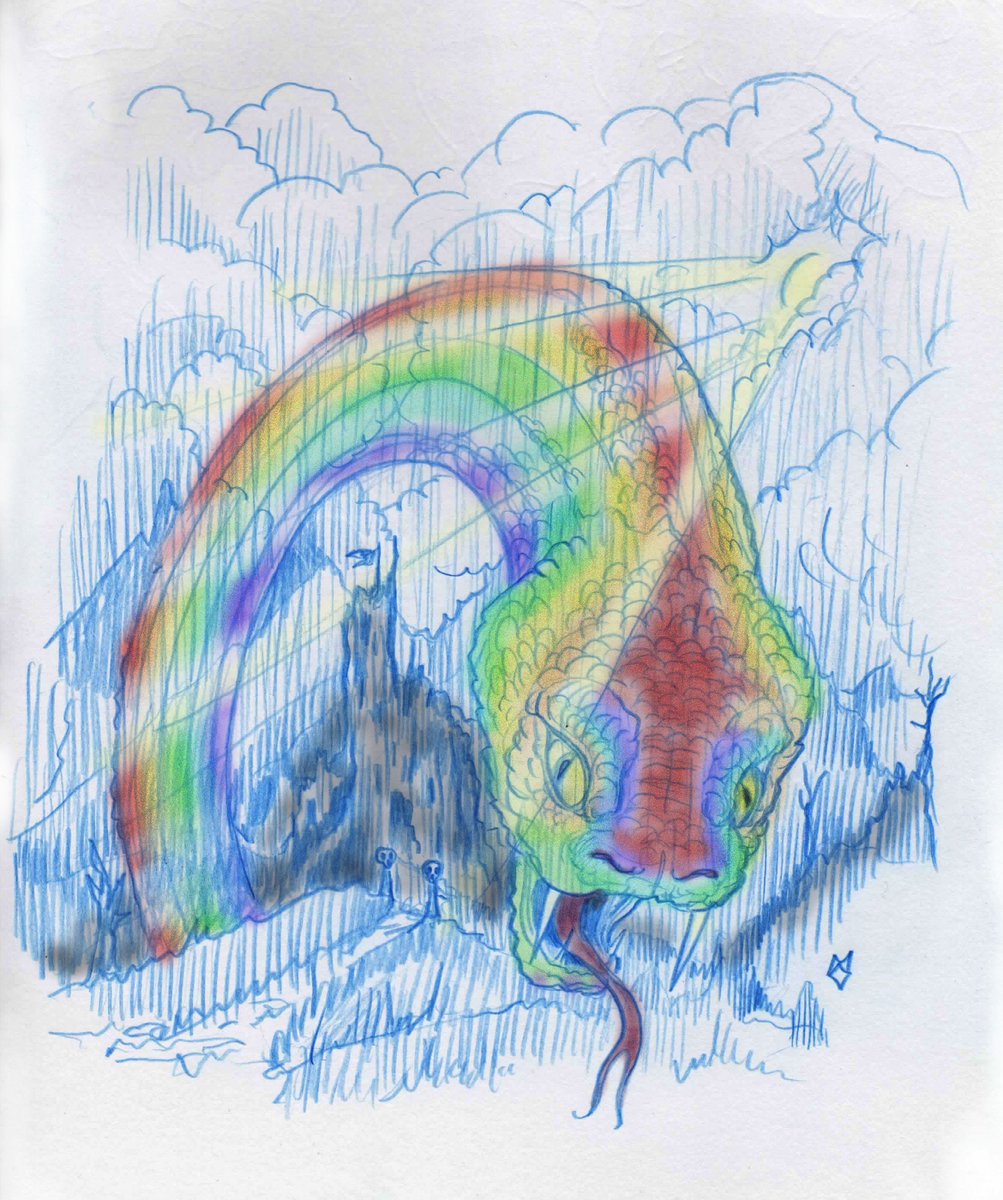 The Keep was guarded by an ancient #RainbowSerpent #AnimalAlphabets Fear her! @AnimalAlphabets 
(A wee scribble.)