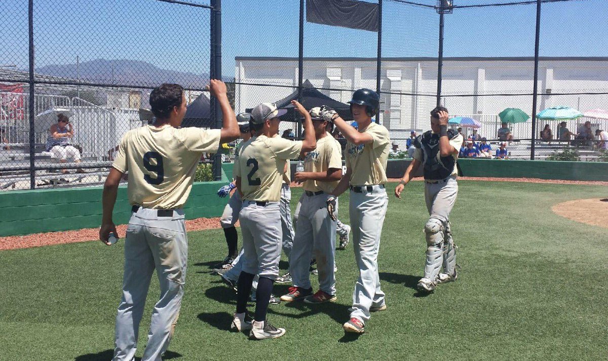 BaseballFactory's tweet photo. Here's a look at the Gold Team picking up the runner as he scores at the Under Armour Southwest Championships #UASW https://t.co/7HIDJxlVYA