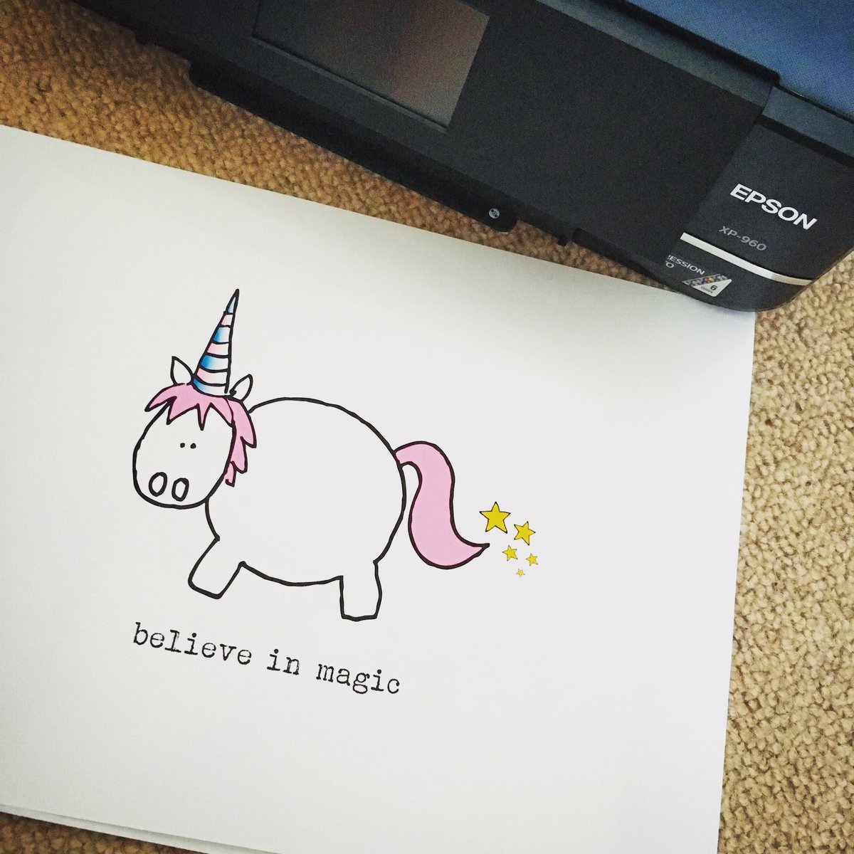 Exciting times! New #printer has arrived! #britishdesign #doodle #unicorn #personalised #prints #madeincornwall