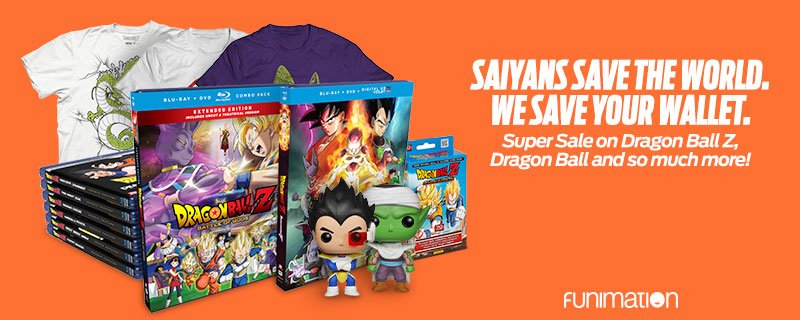 Funimation's tweet photo. Don’t miss the Dragon Ball, Dragon Ball Z and more sale in The Funimation Shop. https://t.co/OSErTDyElk https://t.co/3W3cac9vkB