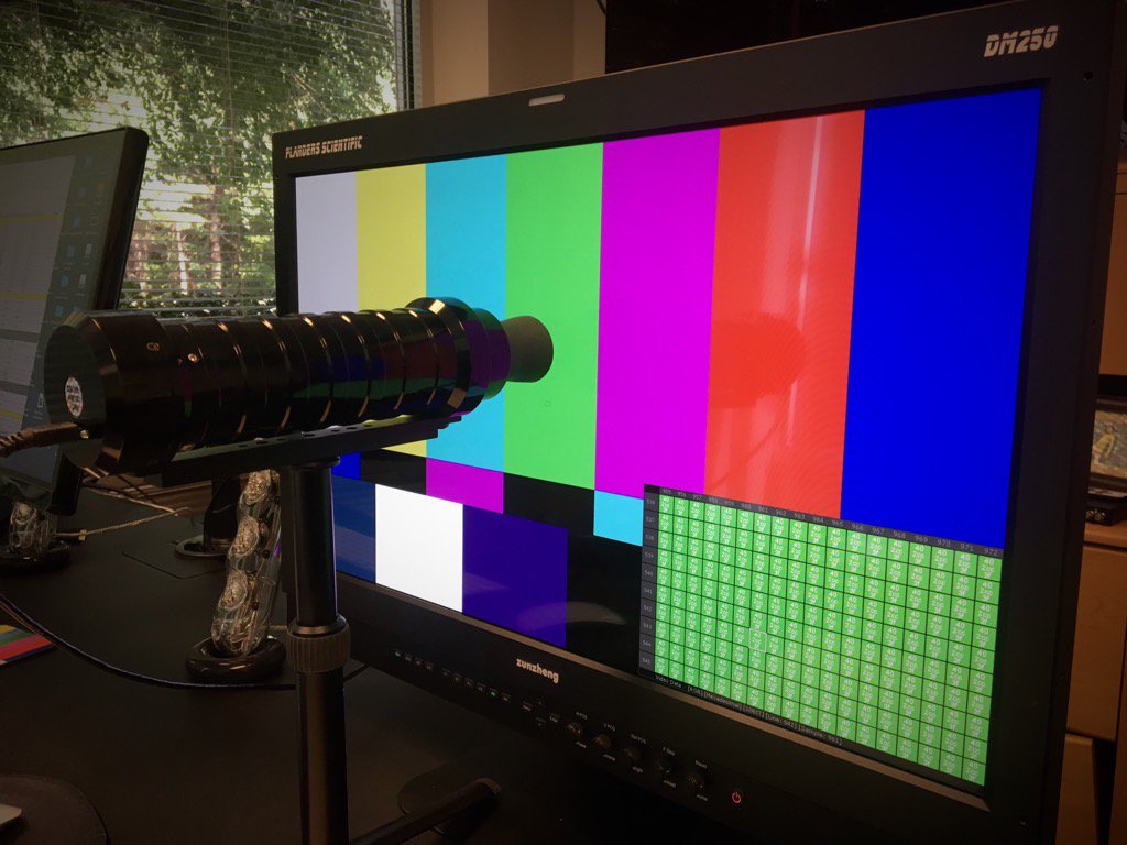 DesmetBram's tweet photo. Nerding out big time today really putting our new CR300 from @ColorimetryInc through its paces. #2nmFTW! https://t.co/A72G1wSefL