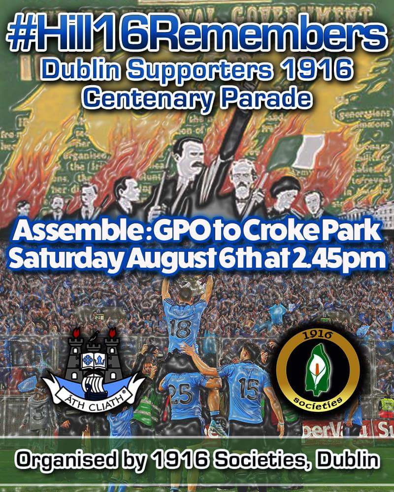 1916 Centenary for @DublinGAALive supporters before All Ireland quarter finals. All welcome. #COYBIB