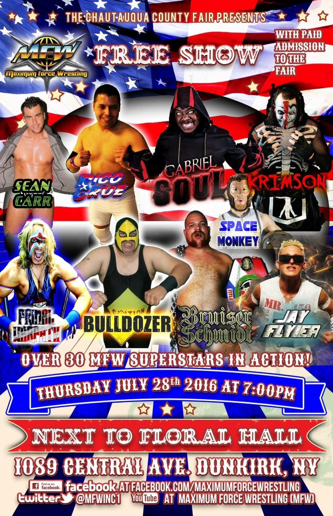 PWSpaceMonkey's tweet photo. 🚀🐒 #wrestling:
Thursday July 28 #Dunkirk, @MaximumForce1!
Saturday July 30 #Oshawa, @smashwrestling! #MonkeyRules!! https://t.co/r147aZ8syv