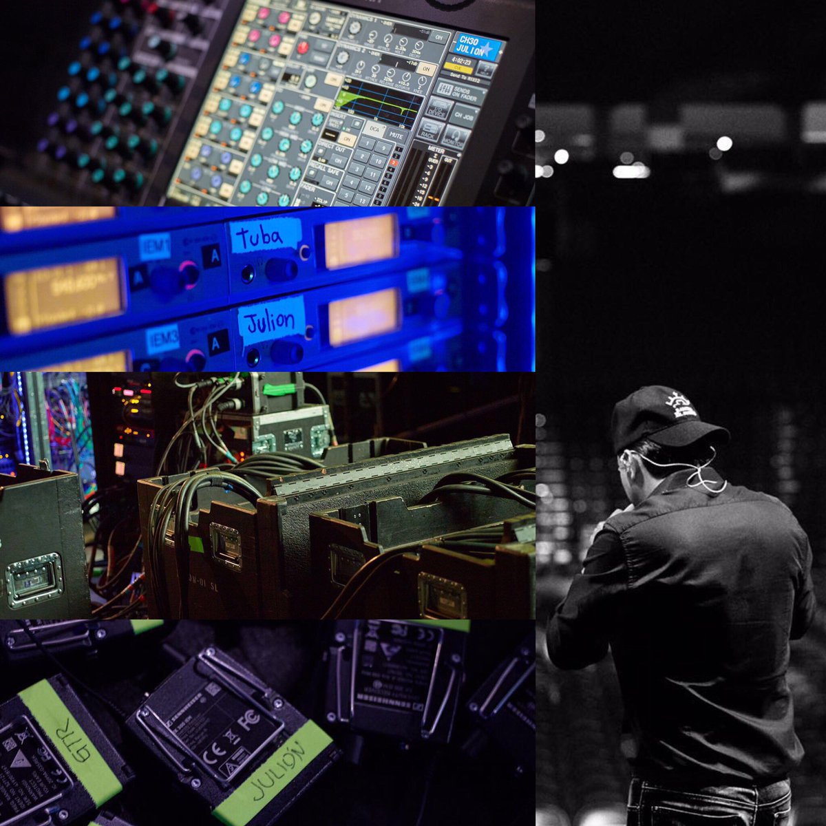 Esto, atrás de, y antes de cada presentación. Checar sonido, equipo de audio, todos los elementos. Y es solo poquito