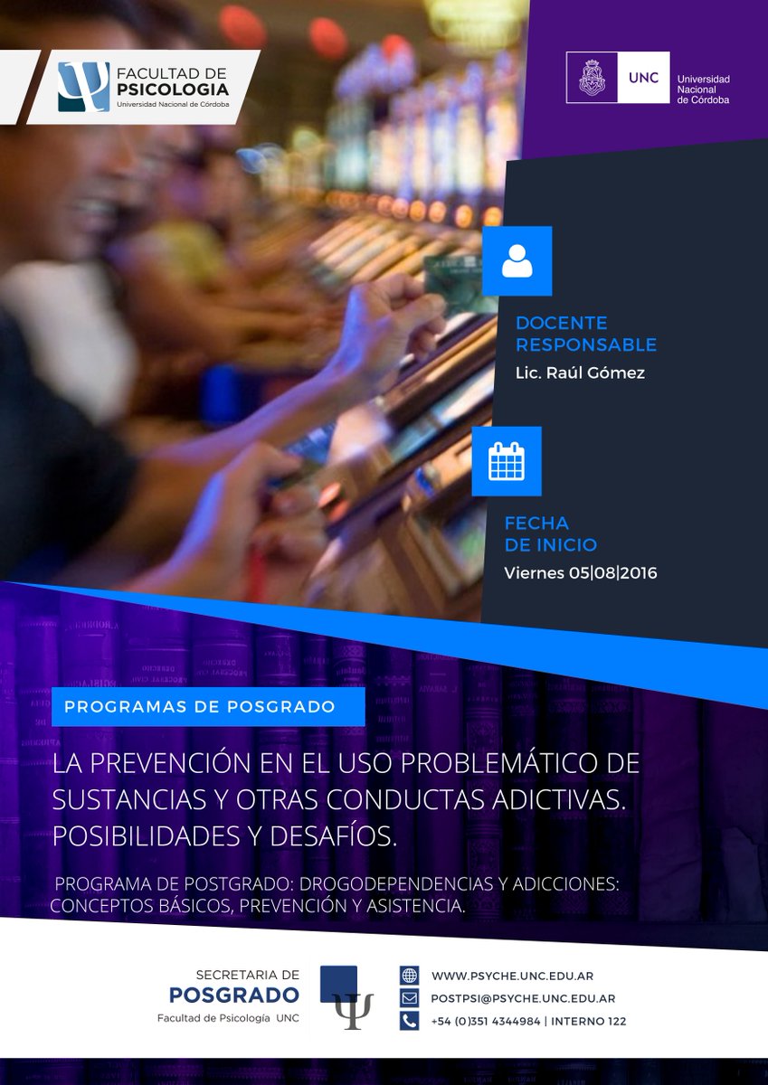 FacultadPsi_UNC's tweet photo. #ProgramaPosgrado: Drogodependencias Y Adicciones: Conceptos Básicos,Prevención Y Asistencia https://t.co/bCj0YyLv2T https://t.co/jLPB1nyZZu
