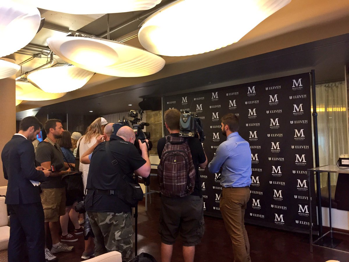 Midtown_Mtl's tweet photo. Press conference for the launch of @Venuseswilliams lifestyle clothing brand @EleVenbyVenus starting soon. #LGPW https://t.co/G5kCHXdncD