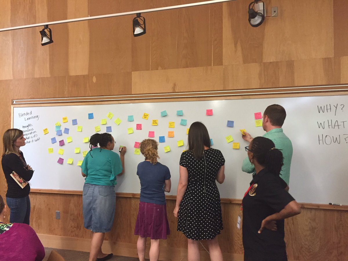 mpowers3's tweet photo. Uncovering everyone's ideas about #blendedlearning &amp; then affinity mapping together #goalearning #BLI https://t.co/LZ4kMe73M6