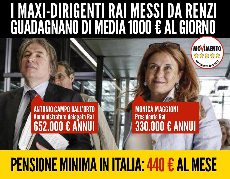collecolluso's tweet photo. I MAXIDIRIGENTI #RAI MESSI DA RENZI GUADAGNANO MILLE EURO AL GIORNO
https://t.co/vHy3qMpood
#PdPagaTu #banche https://t.co/yaqiPWIEjv