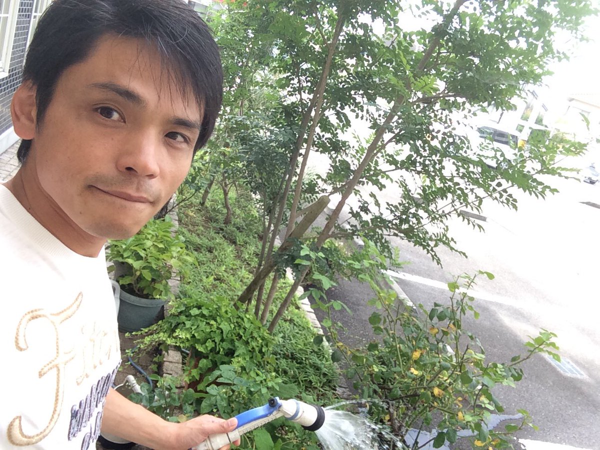おはようございます。
朝から日課の水やりですが
今日はいつもと違って外が騒がし・・・と思ったら蝉が沢山とまってるし・・・これも夏の風物詩ですね（≧∇≦）