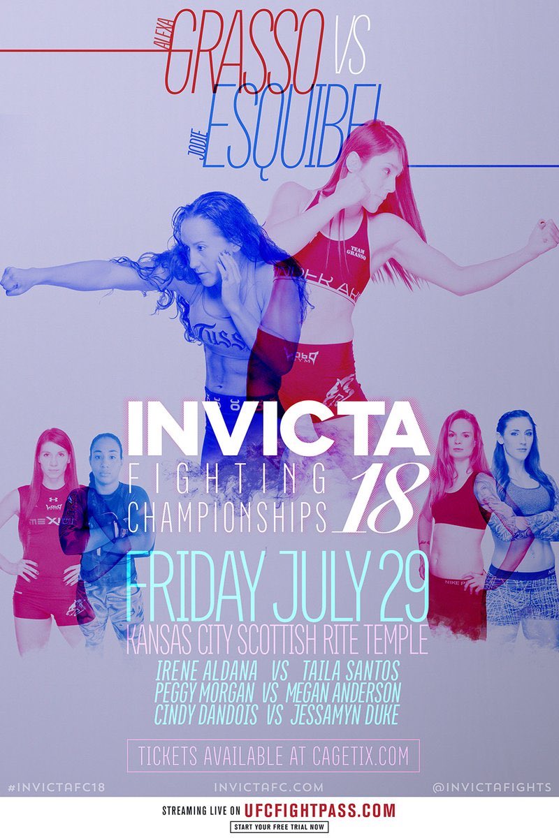Best of luck to <a href="/JodieEsquibel/">Jodie Esquibel</a>, <a href="/AlexaGrasso/">alexa grasso</a>, &amp; the rest of the bad*ss fighters competing on #InvictaFC18 on Friday!