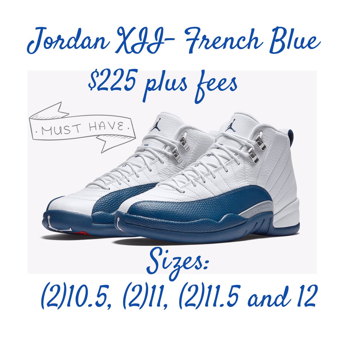 Flight_Project's tweet photo. Jordan 12- French Blue
$225 + shipping &amp; fees

#AlwaysRetail #FlightProject
@RetailTuesday @ATrainKickz https://t.co/ikRXWps5Si