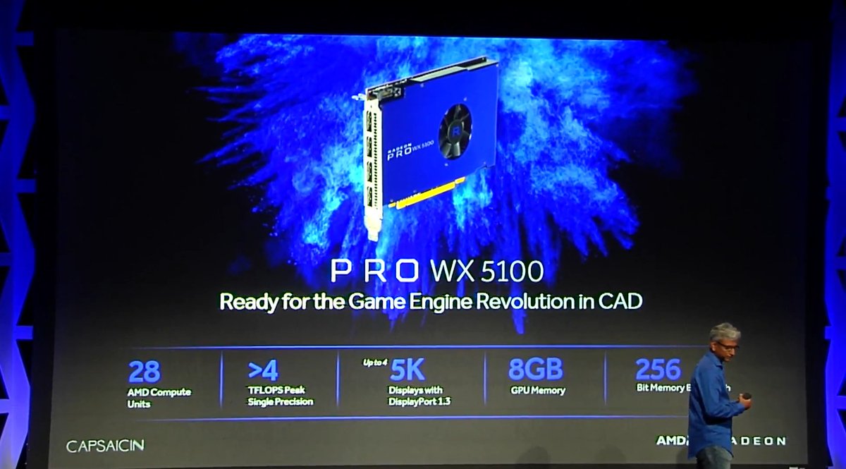 RadeonPRO's tweet image. We are proud to announce the Radeon Pro WX 7100, 5100, and 4100 GPU based on the Polaris architecture. #AMDCapsaicin