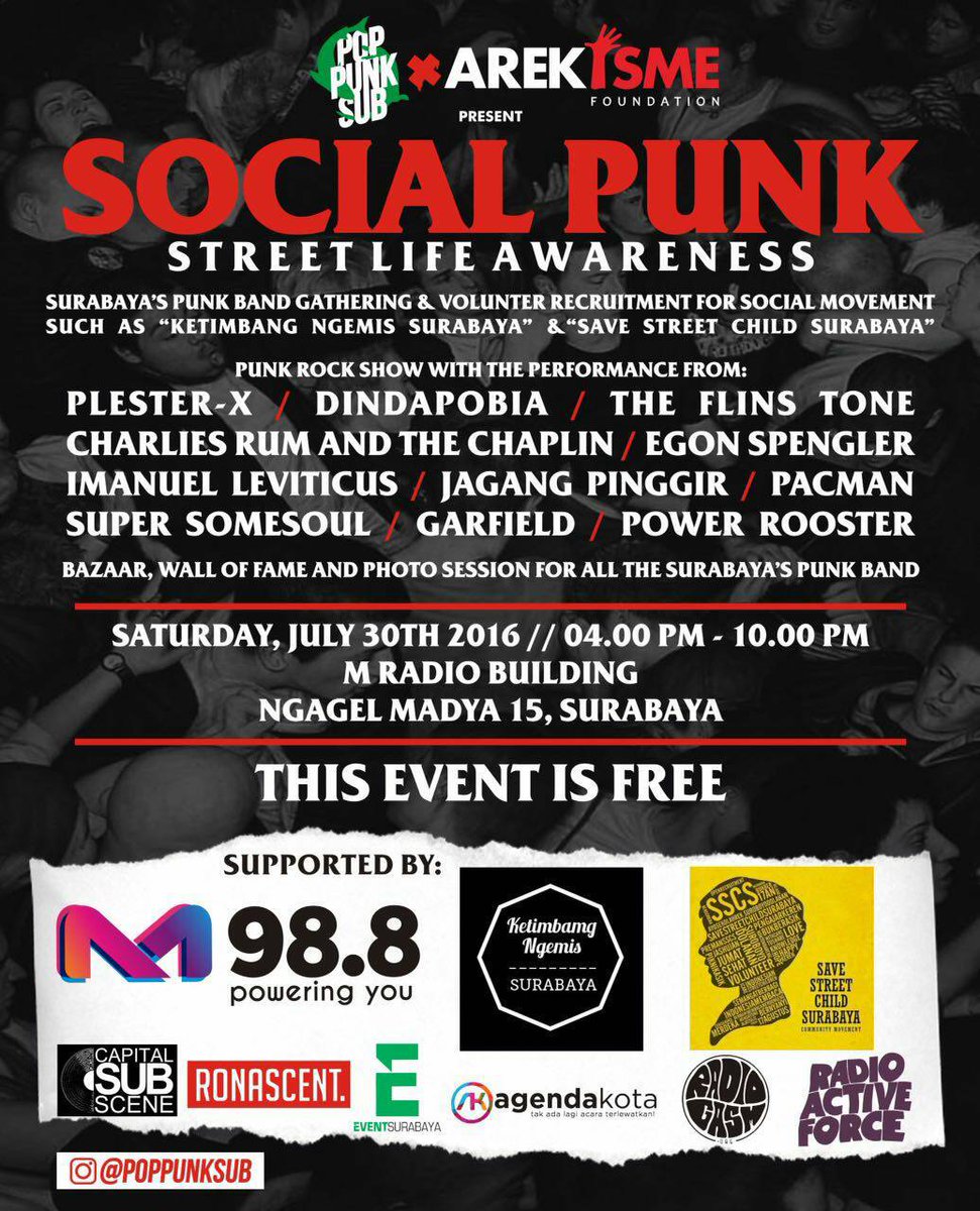 SSChildSurabaya's tweet photo. Acara terbuka untuk umum dan GRATIS.
Info booth: 08123 5956445 (Nisa)

#poppunksub #socialpunk https://t.co/0rzx0rUDjU