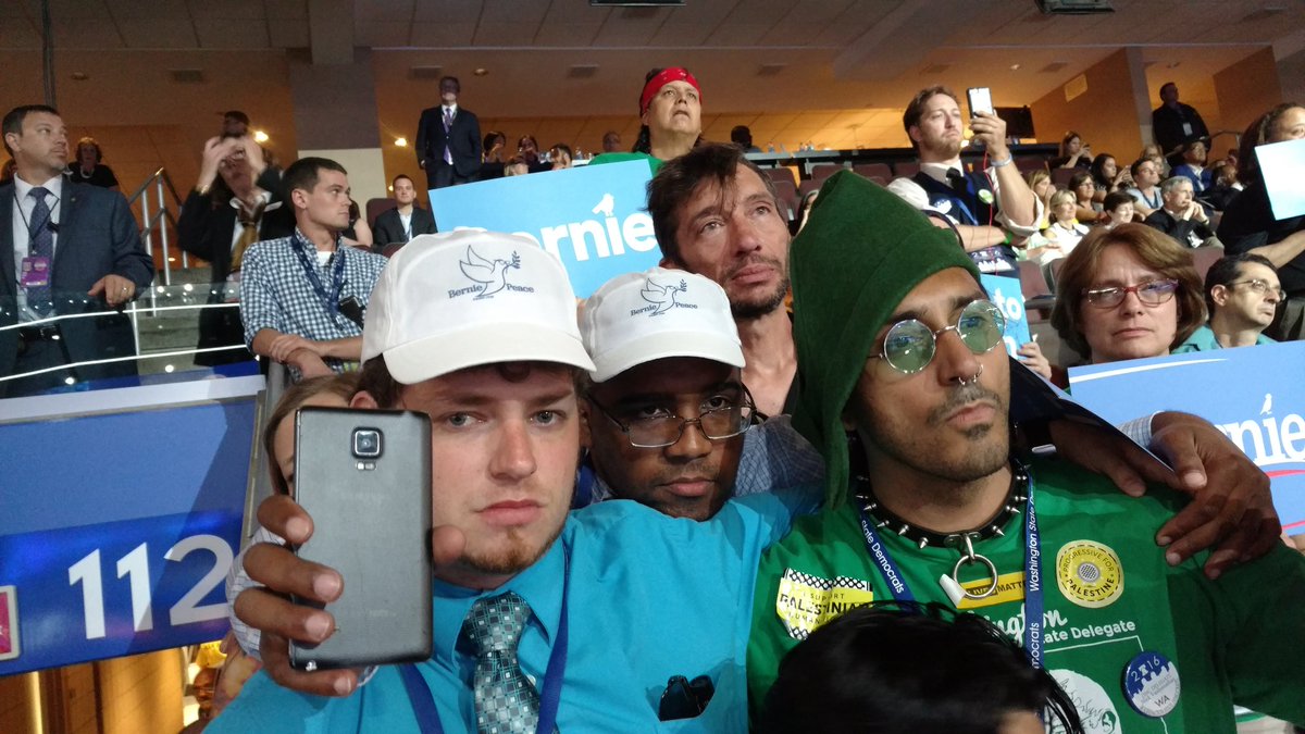 MakUpFront's tweet image. Many tears shed in Washington delegation over Sanders' speech.  #DNCinPHL