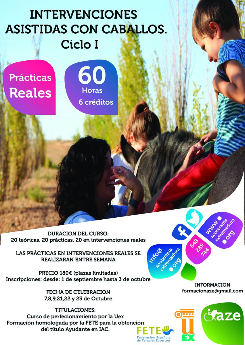 AzeExtremadura's tweet image. COMENZAMOS EL CURSO CON #FORMACIÓN
&quot;CICLO 1 AYUDANTE EN INTERVENCIONES ASISTIDAS CON CABALLOS&quot;
INFO EN CARTEL #IAC