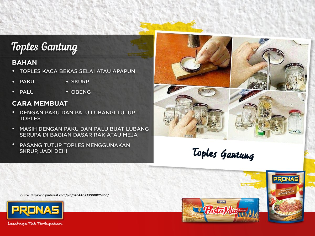 3 Langkah buat toples gantung untuk hemat tempat penyimpanan.  (Sumber: bit.ly/29icnGc)