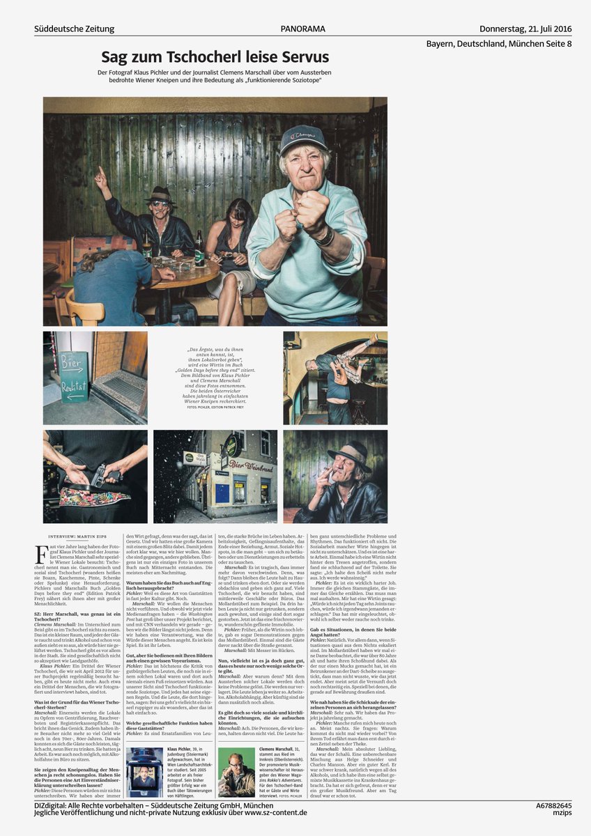 "Golden days before they end" in der Süddeutschen Zeitung: 
Sag zum Tschocherl leise Servus
